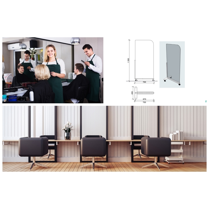 Mobil skjerm Klar 70x150cm - Plexi stativ