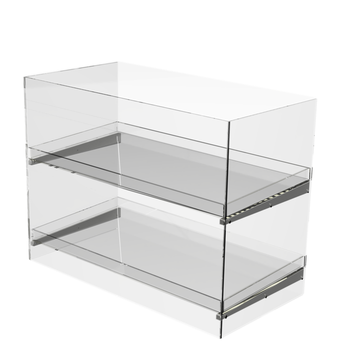 ØRSNES diskdisplay BxDxH 80x40x62cm - 2 skråstilte hyller/lukket front