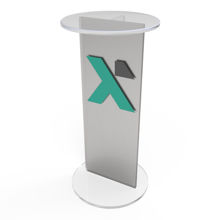 PORSGRUNN Talerstol/Konferansebord - Klart plexiglass med transparent silver folie